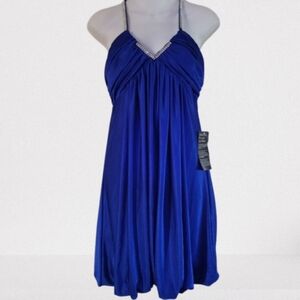 Betsy & Adam Blue Halter Dress Size 6 NWT